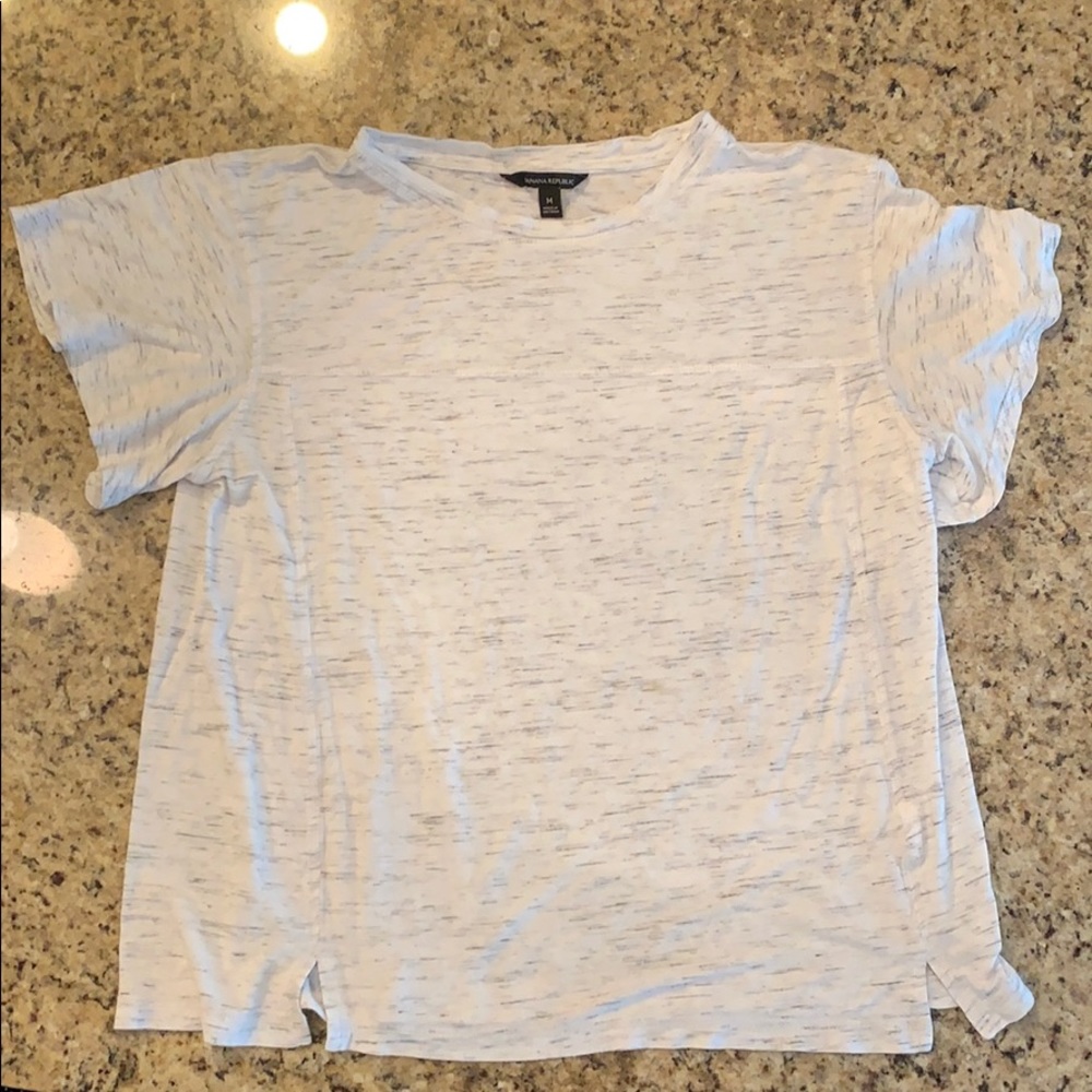 White heathered flutter sleeves tshirt